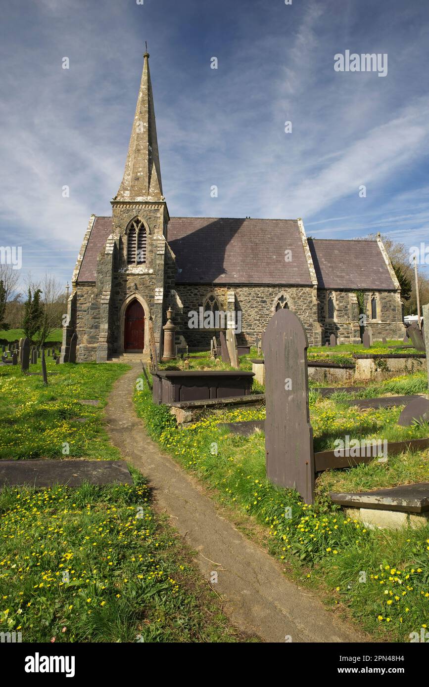 St Mary`s Church, Llanfair P.G, Anglesey, North Wales. Stock Photo